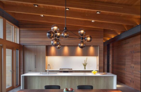 أفكار ديكور مطبخ سقف عصرية الأسقف الخشبية الطبيعية