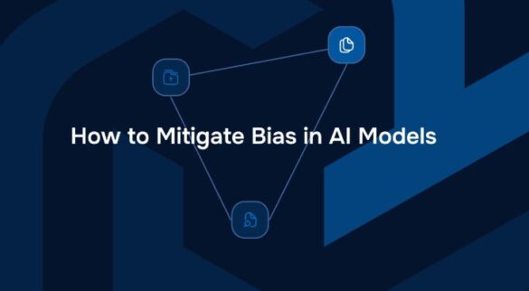 How to mitigate bias in AI models illustrated with connected nodes and data pathways
