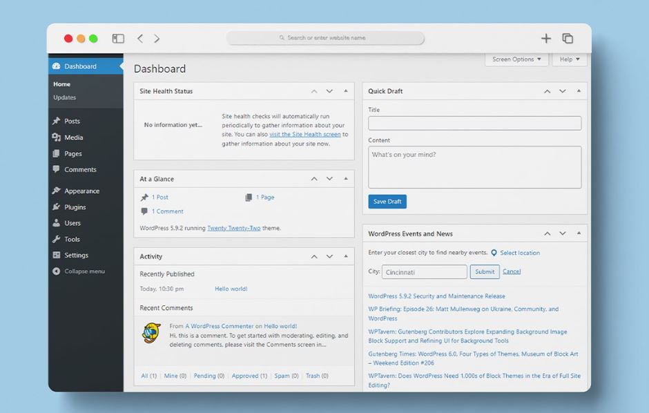 WordPress Dashboard