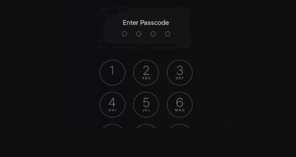 Smartphone app lock screen displaying numeric passcode entry interface
